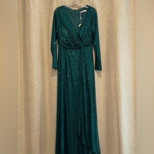 Elegant Green Sequin Evening Gown